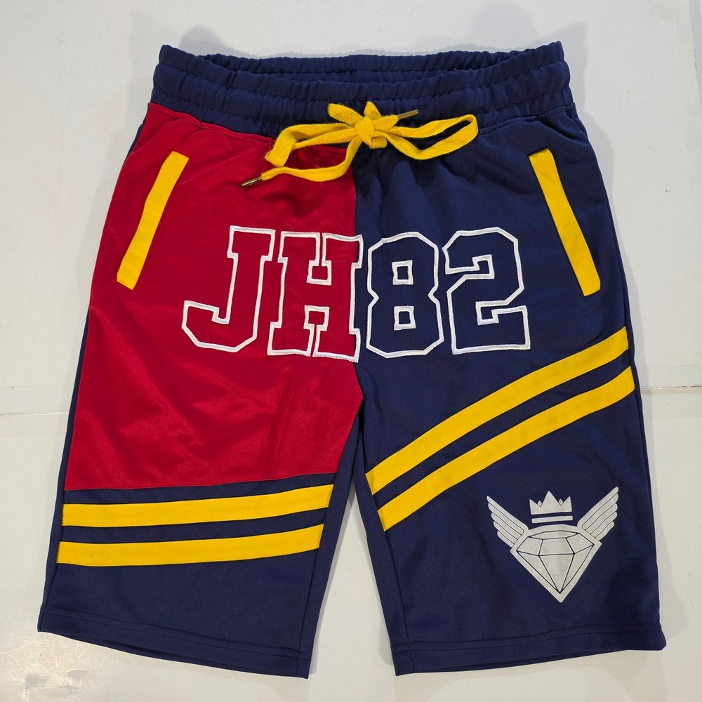 Jewel House Mens S Colorblock Athletic Shorts Navy Red Yellow Varsity Style JH82